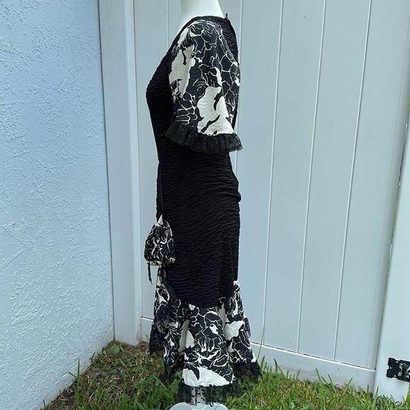 Lorrie Kabala Attitudes Dress 80s Party Dress Black White Flounces Layered - Picture 3 of 16